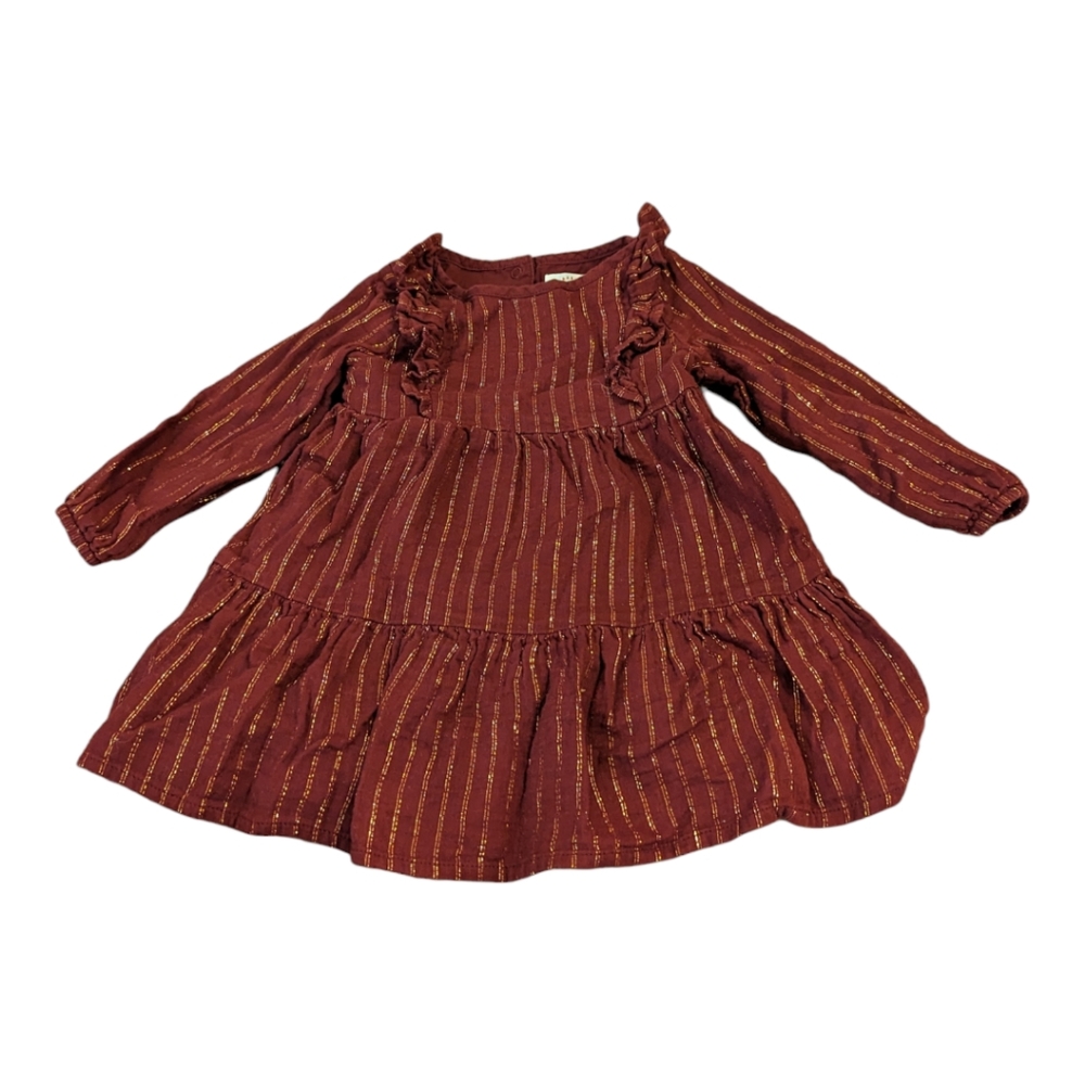 Cat & Jack Red and Gold Striped Dress